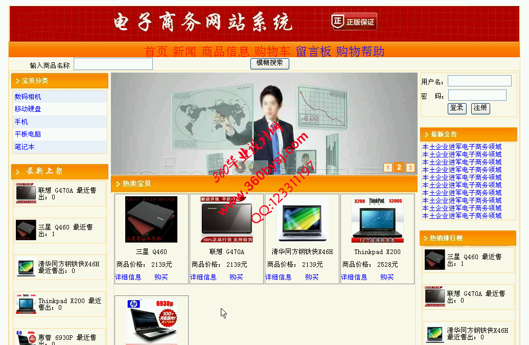 电子商务网站前台部分
