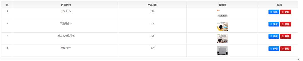 产品信息管理列表