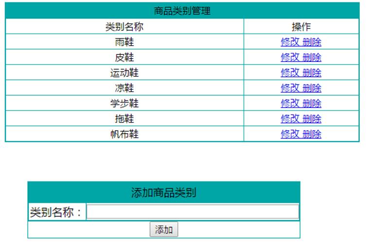 童鞋类型管理界面