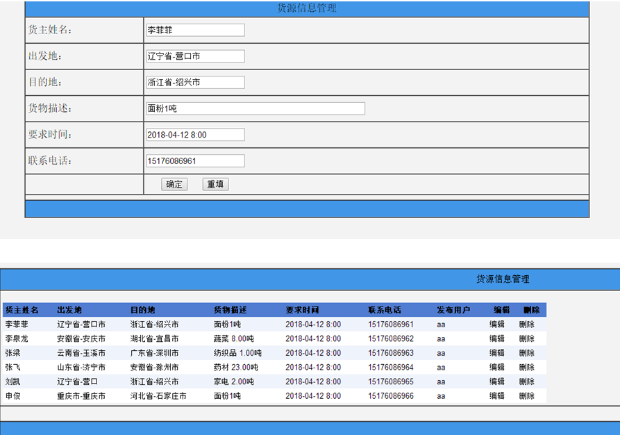 货源信息管理