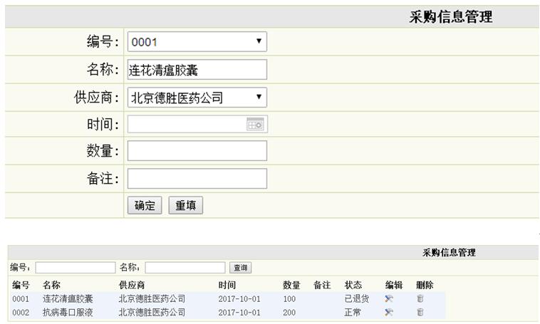 采购信息管理列表