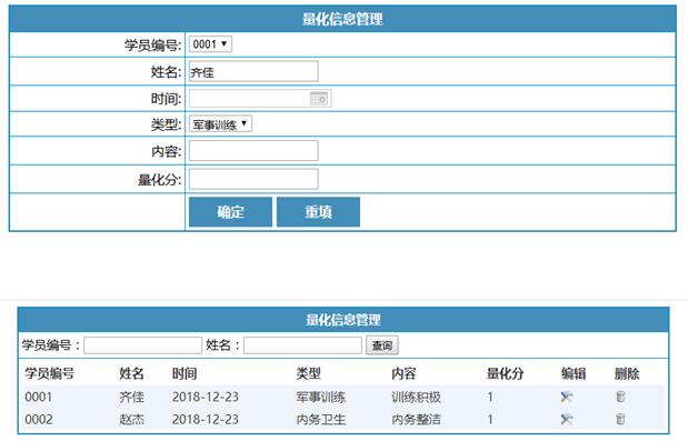 量化信息管理管理界面