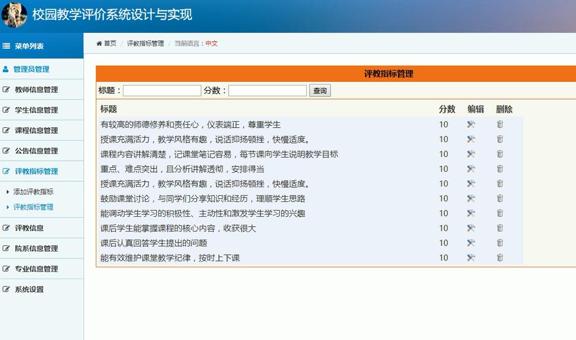 评教指标管理